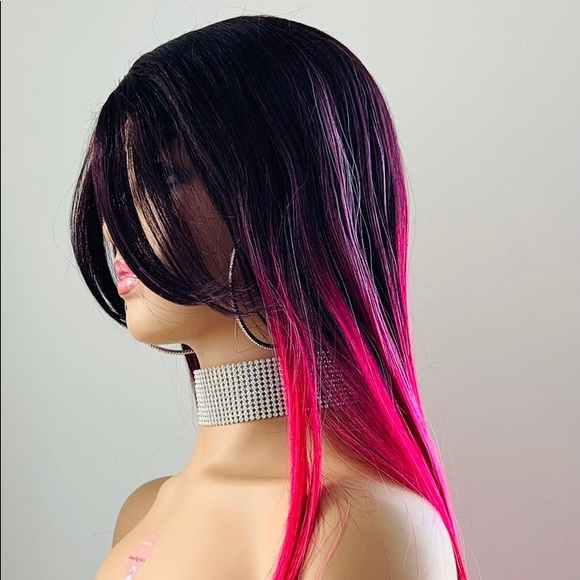 Very Pretty 26” Ombre Hot Pink & Light Pink Premium Fiber Lace Front Wig - Picture 9 of 12
